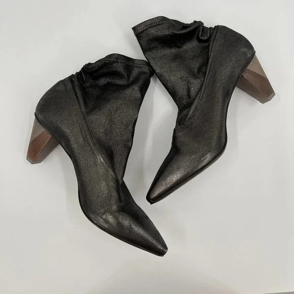 COCLICO Shoes Womens 37 Gray Metallic Juno Boot Stretch Anthracite Scrunch - Picture 6 of 12